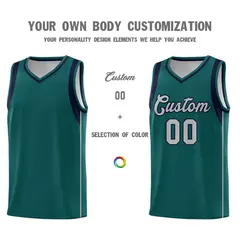 Aqua Gray-Royal Sleeve Color Block Basketball Jersey 3