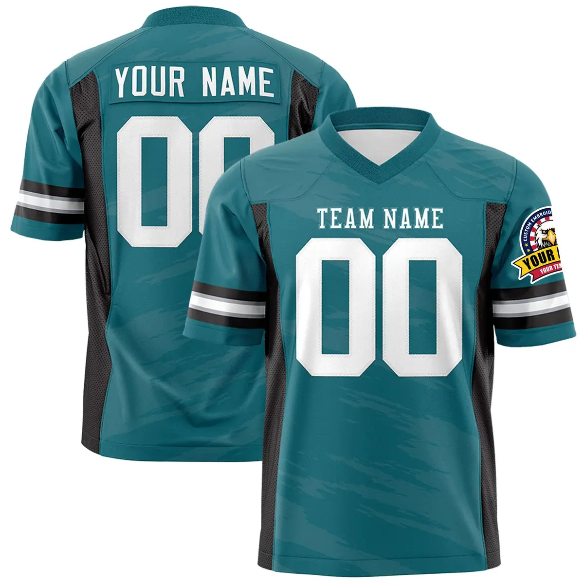 Aqua Gray Scratch Pattern Authentic Football Jersey