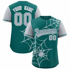 Aqua Gray Spider Web Raglan Sleeves Baseball Jersey 1