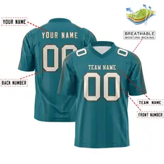 Aqua Gray Vertical Fine Stripe Gradient Football Jersey 2