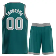 Aqua Gray-White Bull Classic Sets Curved Basketball Jersey 2