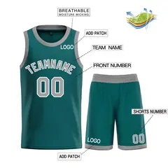 Aqua Gray-White Bull Classic Sets Curved Basketball Jersey 3