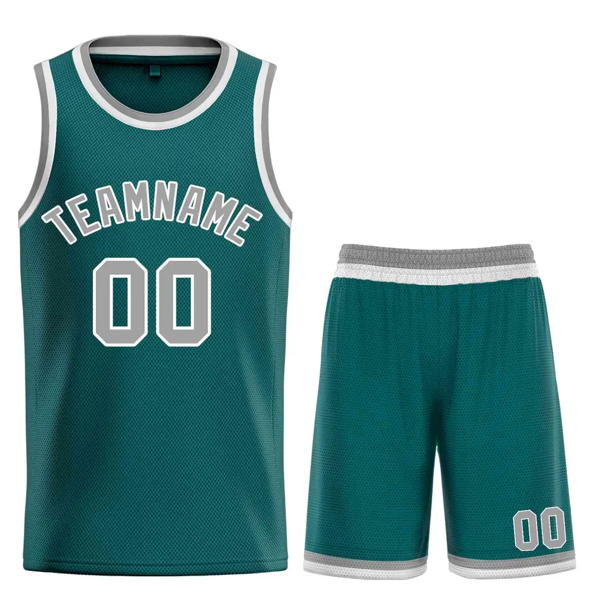 Aqua Gray-White Bull Classic Sets Curved Basketball Jersey