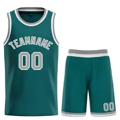 Aqua Gray-White Bull Classic Sets Curved Basketball Jersey 1
