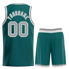 Aqua Gray-White Bull Classic Sets Curved Basketball Jersey 2