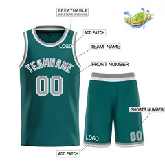 Aqua Gray-White Bull Classic Sets Curved Basketball Jersey 3