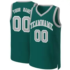 Aqua Gray-White Classic Basketball Jersey 1
