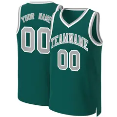 Aqua Gray-White Classic Basketball Jersey 1
