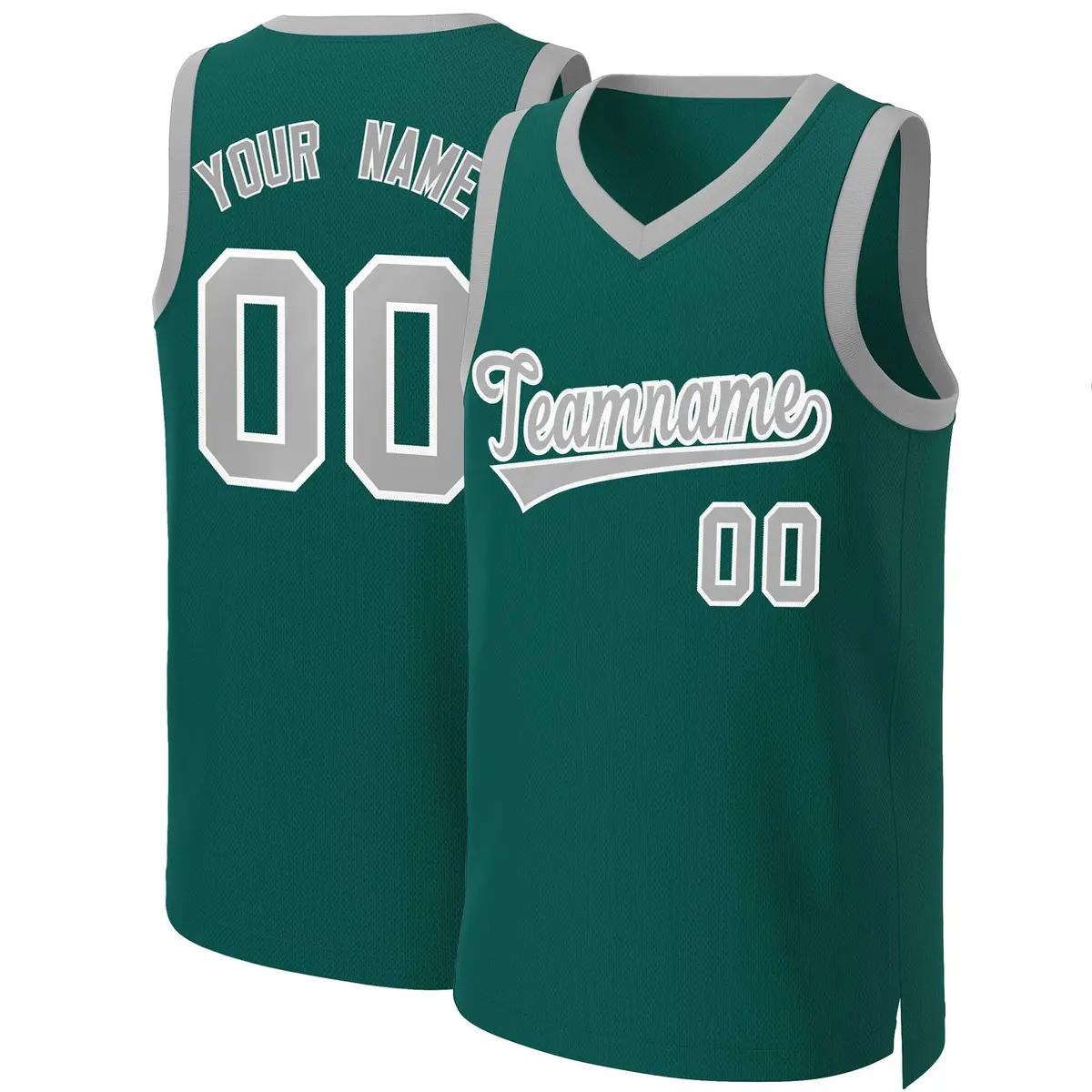 Aqua Gray-White Classic Basketball Jersey