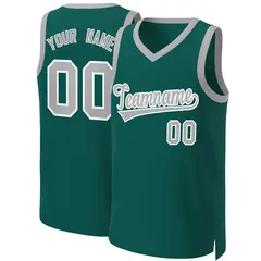 Aqua Gray-White Classic Basketball Jersey 1