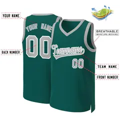 Aqua Gray-White Classic Basketball Jersey 2