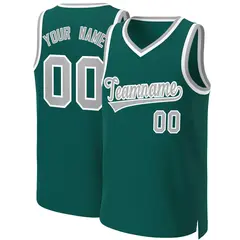 Aqua Gray-White Classic Basketball Jersey 1