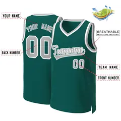 Aqua Gray-White Classic Basketball Jersey 2