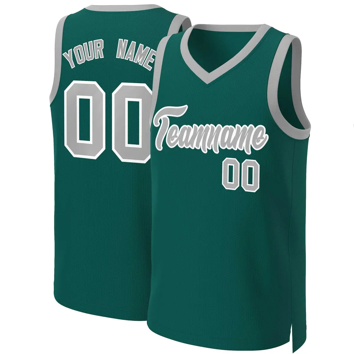 Aqua Gray-White Classic Basketball Jersey