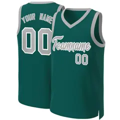 Aqua Gray-White Classic Basketball Jersey 1