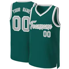 Aqua Gray-White Classic Basketball Jersey 1