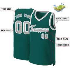 Aqua Gray-White Classic Basketball Jersey 2