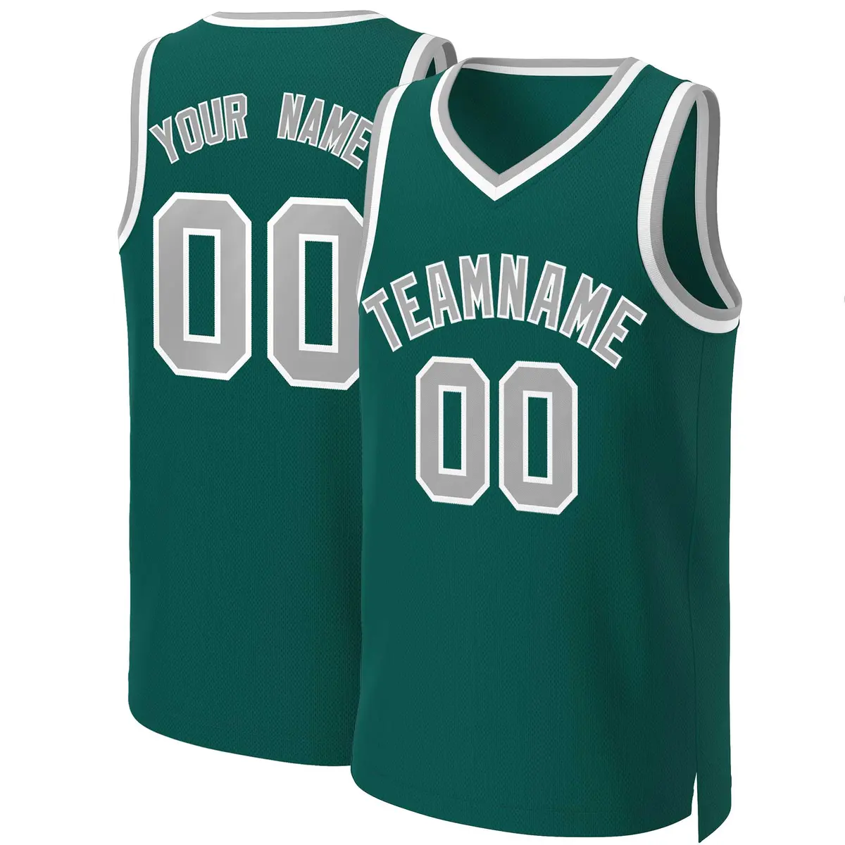 Aqua Gray-White Classic Basketball Jersey
