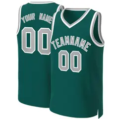 Aqua Gray-White Classic Basketball Jersey 1
