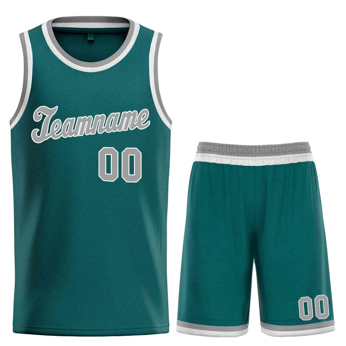 Aqua Gray-White Classic Sets Basketball Uniform Jersey