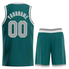 Aqua Gray-White Classic Sets Basketball Uniform Jersey 2