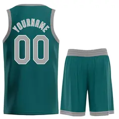 Aqua Gray-White Classic Sets Basketball Uniform Jersey 2