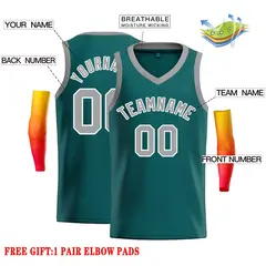 Aqua Gray-White Classic Tops Men Casual Basketball Jersey 2
