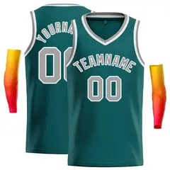 Aqua Gray-White Classic Tops Men Casual Basketball Jersey 1