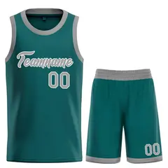 Aqua Gray-White Heal Classic Basketball Jersey Uniform Set
