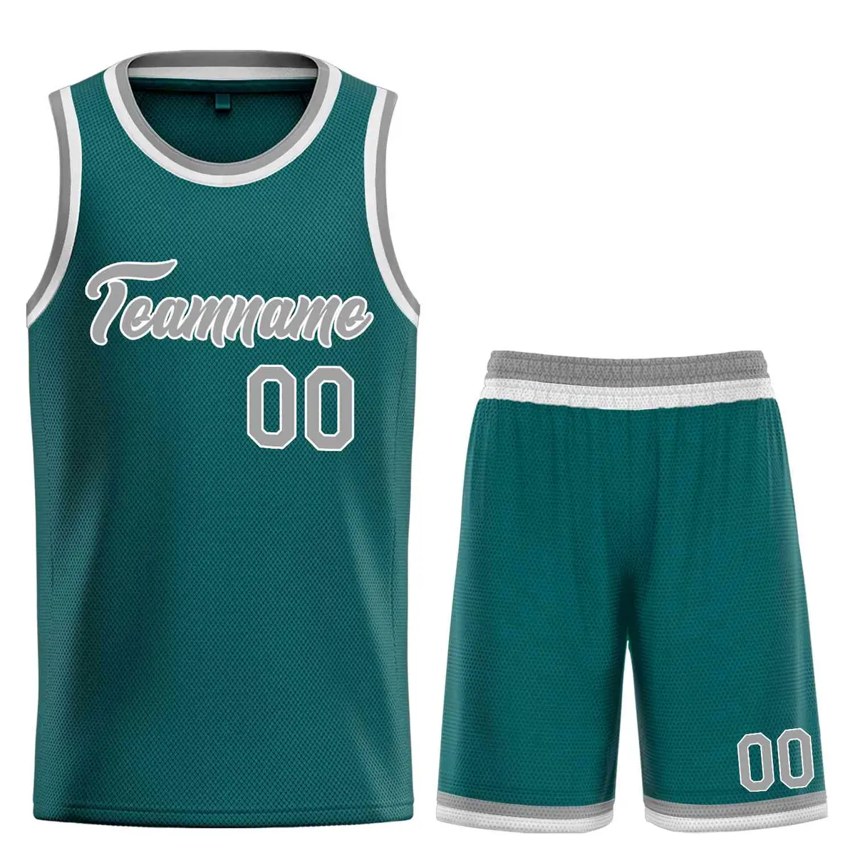 Aqua Gray-White Heal Classic Basketball Jersey Uniform Set