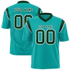 Aqua Green Shoulder Cut Two-Tone Flag Football Jersey 1