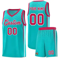 Aqua Honeycomb Pattern Basketball Uniform Jersey