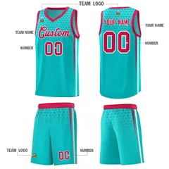 Aqua Honeycomb Pattern Basketball Uniform Jersey 5