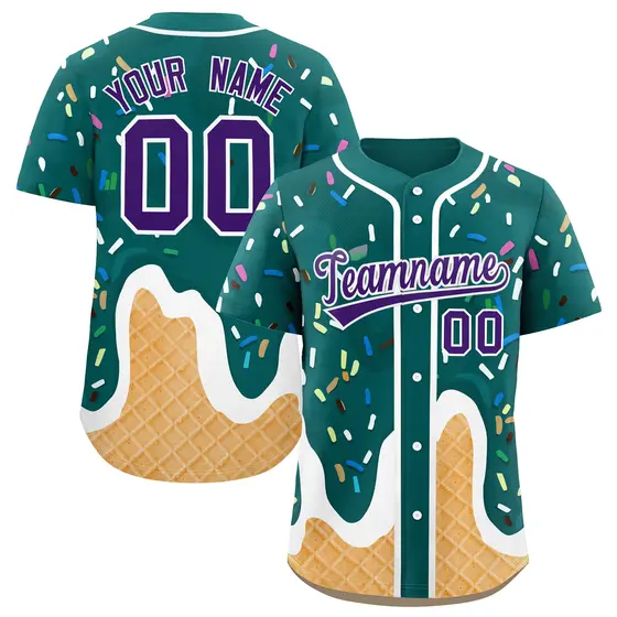 Aqua Ice Cream Cone Graffiti Fashion Baseball Jersey