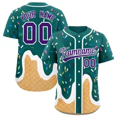Aqua Ice Cream Cone Graffiti Fashion Baseball Jersey 1