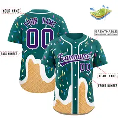 Aqua Ice Cream Cone Graffiti Fashion Baseball Jersey 2