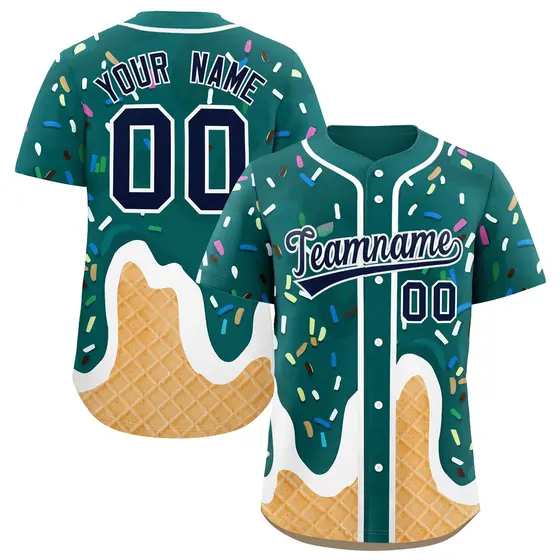 Aqua Ice Cream Cone Graffiti Fashion Baseball Jersey