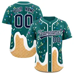 Aqua Ice Cream Cone Graffiti Fashion Baseball Jersey