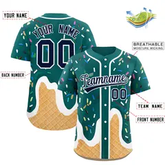 Aqua Ice Cream Cone Graffiti Fashion Baseball Jersey 2