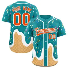 Aqua Ice Cream Cone Graffiti Fashion Baseball Jersey