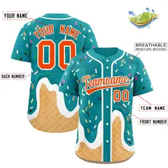 Aqua Ice Cream Cone Graffiti Fashion Baseball Jersey 2
