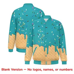 Aqua Ice Cream Cone Graffiti Full-Snap Varsity Letterman Jacket 7