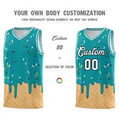 Aqua Ice Cream Element Pattern Basketball Kits 3