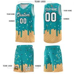 Aqua Ice Cream Element Pattern Basketball Kits 5