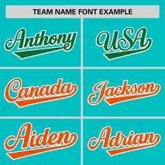 Aqua Kelly Green-Orange Gradient Side Baseball Jersey 3