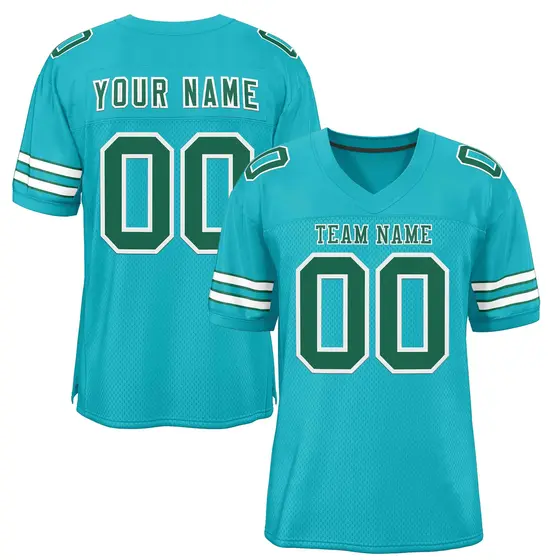 Aqua Kelly Green-White Football Jersey