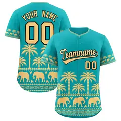 Aqua Khaki Graffiti Pattern Bossinia Style Baseball Jersey 1