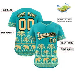 Aqua Khaki Graffiti Pattern Bossinia Style Baseball Jersey 2