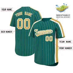 Aqua Khaki Pinstripe Two-tone Side Authentic Baseball Jersey 2