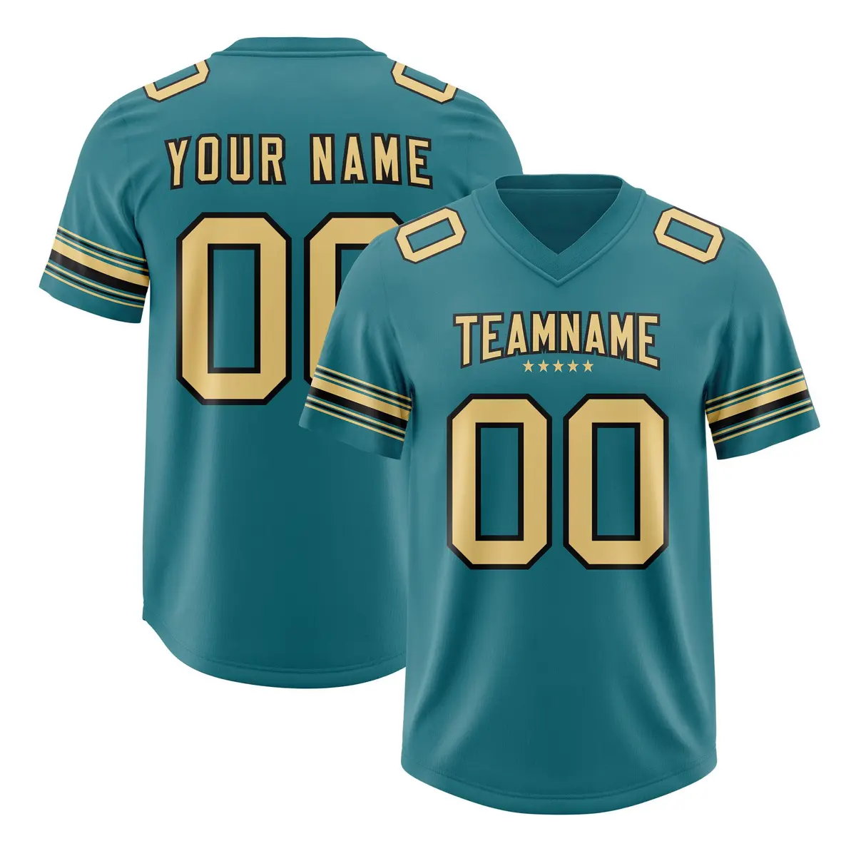 Aqua Khaki Retro Sleeve Line Authentic Football Jersey